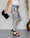 Jasey Acid Wash High Rise Distressed Skinny Jeans - Faded Black