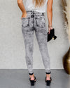 Jasey Acid Wash High Rise Distressed Skinny Jeans - Faded Black