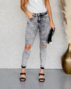 Jasey Acid Wash High Rise Distressed Skinny Jeans - Faded Black