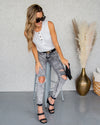 Jasey Acid Wash High Rise Distressed Skinny Jeans - Faded Black