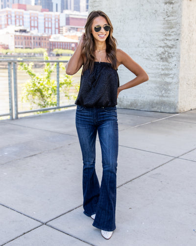 Jazmine Silk Strapless Crop Top - Black