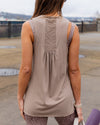 Jess Ruched Racerback Tank - Taupe