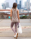 Jess Ruched Racerback Tank - Taupe