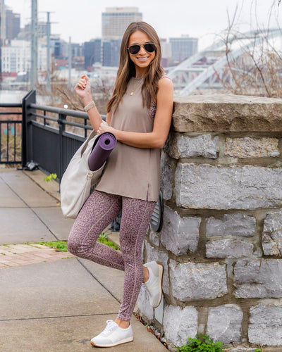 Jess Ruched Racerback Tank - Taupe