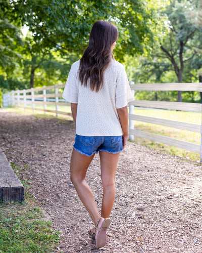 Joana Ribbed Drop Shoulder Top - Cream