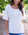 Joana Ribbed Drop Shoulder Top - Cream