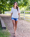 Joana Ribbed Drop Shoulder Top - Cream