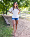 Joana Ribbed Drop Shoulder Top - Cream