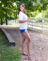 Joana Ribbed Drop Shoulder Top - Cream