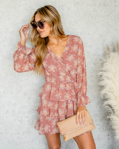 Josie Ditsy Floral Smocked Dress - Mauve