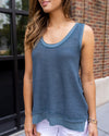 Josie Waffle Knit Tank - Denim