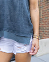 Josie Waffle Knit Tank - Denim