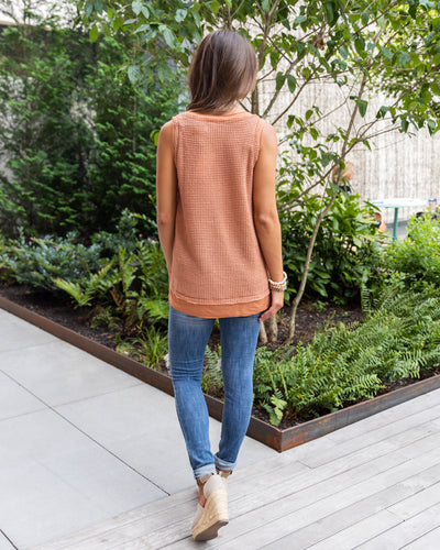 Josie Waffle Knit Tank - Rust
