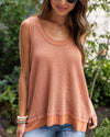 Josie Waffle Knit Tank - Rust