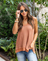 Josie Waffle Knit Tank - Rust