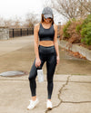 Julia Holographic Glitter Padded Sports Bra - Black