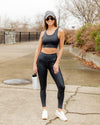 Julia Holographic Glitter Padded Sports Bra - Black