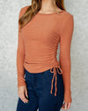 Julian Ruched Fitted Top - Rust