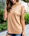 Kamryn Boat Neck Button Top - Honey