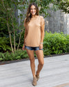 Kamryn Boat Neck Button Top - Honey