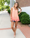 Kayla Waffle Knit Ruffle Hem Tank - Sunrise Orange