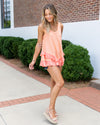Kayla Waffle Knit Ruffle Hem Tank - Sunrise Orange