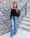 Keaton Smocked Pom Pom Top - Black