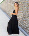 Kendra Strapless Satin Maxi Dress - Black