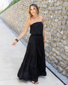 Kendra Strapless Satin Maxi Dress - Black
