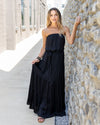 Kendra Strapless Satin Maxi Dress - Black