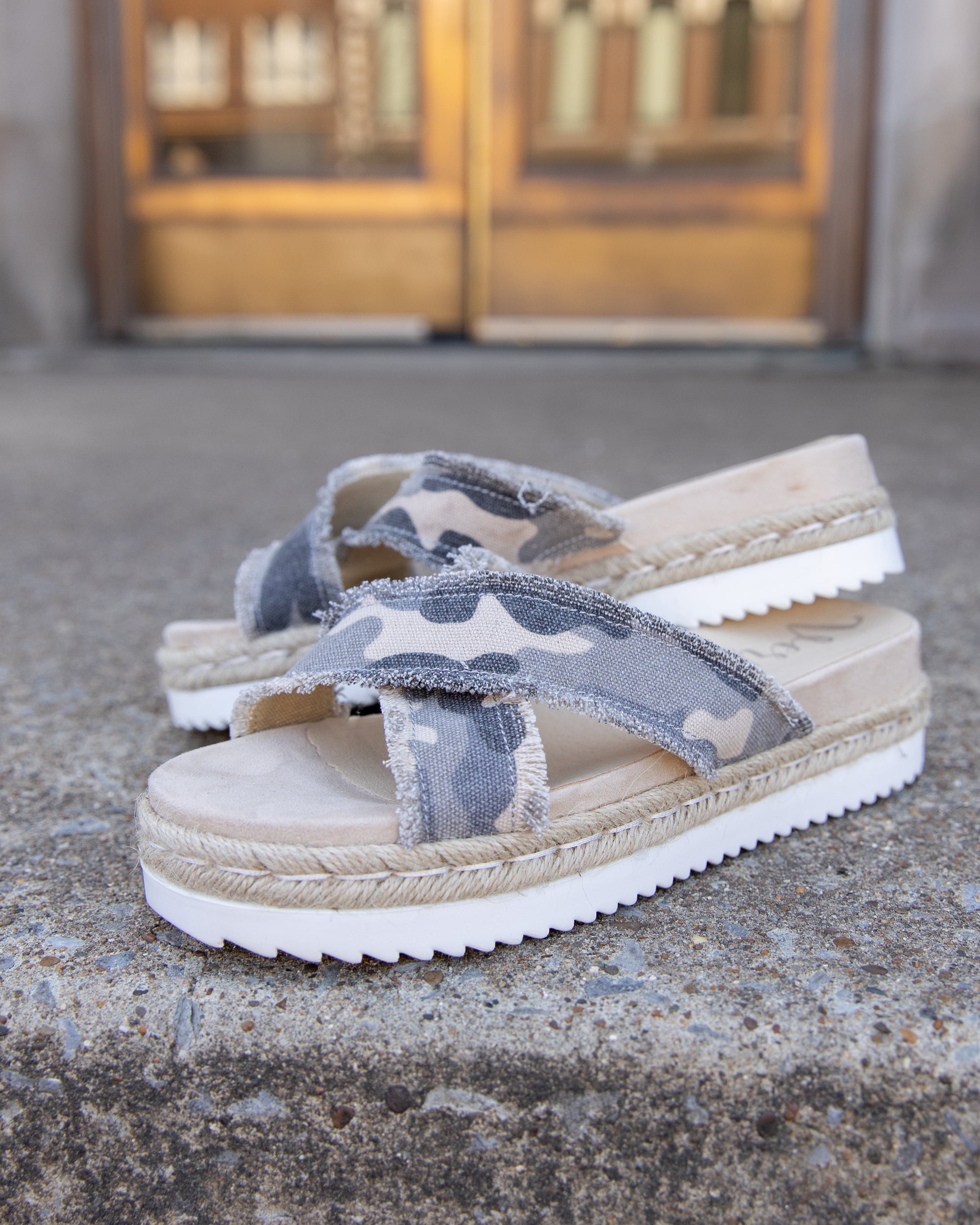 Kiley Flatform Sandals - Camo - Eleven Oaks Boutique