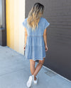 Kinsey Tiered Button Down Denim Dress - Medium Wash