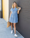 Kinsey Tiered Button Down Denim Dress - Medium Wash