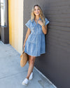 Kinsey Tiered Button Down Denim Dress - Medium Wash