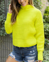 Kylie Cropped Mock Neck Sweater - Electric Yellow