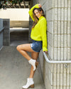 Kylie Cropped Mock Neck Sweater - Electric Yellow