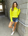 Kylie Cropped Mock Neck Sweater - Electric Yellow