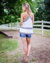Lainey Printed V-Neck Tank - Off White