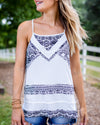 Lainey Printed V-Neck Tank - Off White