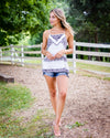 Lainey Printed V-Neck Tank - Off White