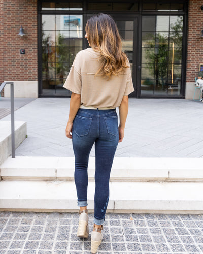 Lana Ribbed Drop Shoulder Bodysuit - Tan