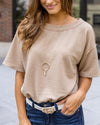 Lana Ribbed Drop Shoulder Bodysuit - Tan