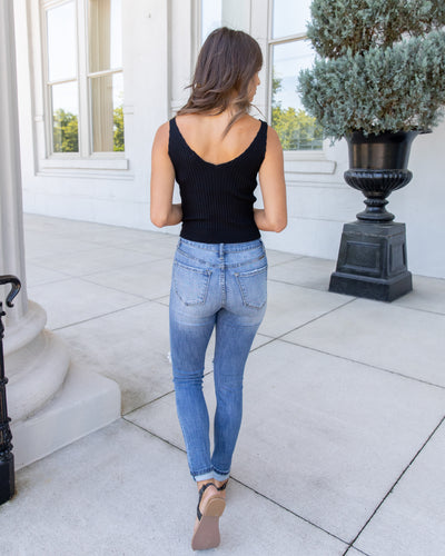 Lana V-Neck Knit Tank - Black