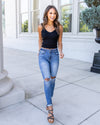 Lana V-Neck Knit Tank - Black