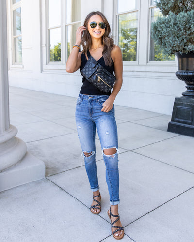 Lana V-Neck Knit Tank - Black