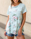 Layne Mixed Media Pocket Top - Light Sage