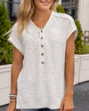 Leah Button Up Sweater Top - Off White