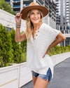 Leah Button Up Sweater Top - Off White