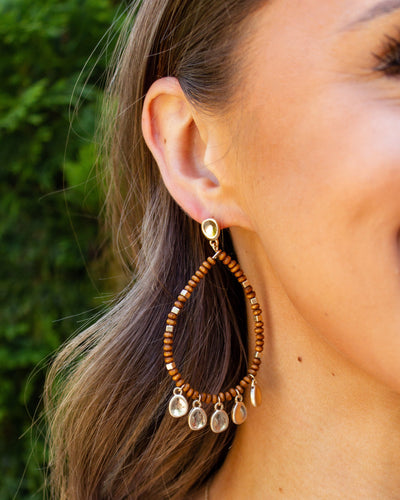 Leah Statement Earrings - Tan/Gold