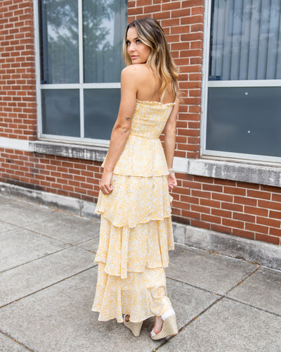 Lucy Tiered Smocked Strapless Dress - Dandelion